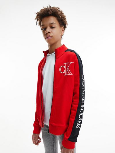 Calvin Klein Ruhák HU162172 | Calvin Klein Organic Cotton Logo Zip Up Fiu Dzseki Piros